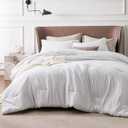 Bedsure King Size Comforter Set - Grayish White King Comforter Set, Soft Bedding for All Seasons, Cationic Dyed Bedding Set, 3 Pieces, 1 Comforter (104"x90") and 2 Pillow Shams (20"x36"+2") (06 - Grayish White)