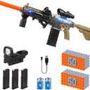 Electric Soft Bullet Toy Gun - Automatic Sniper Foam Blaster, Shooting Game Burst Toy Rifle with LED, Scope, Sight, Flashlight, 3 Magazines & 100 Soft Bullets, Ideal Christmas Birthday Gift