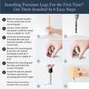 Airy Abode Premium Ash Wood Square Furniture Legs (Full Install Kit) - Pick Your Size and Color