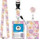 ID Badge Holder with Breakaway Lanyard, Retractable Badge Reel,Lanyards for Id Badges，Work Name Tag Breakaway Lanyard ID Card Protector Case for Teacher Nurse Work Office(Daisy Blossom)