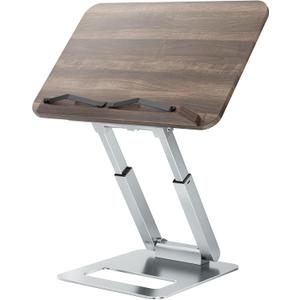 Tounee Book Stand for Reading, Telescopic Book Holder, Adjustable Height Pull Out Design Ergonomic Cookbook Stand with Elastic Page Clips Fits All Books (Silver)