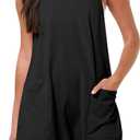 ANRABESS Womens Rompers Summer Casual Loose Sleeveless Overalls Spaghetti Strap Shorts Jumpsuit 2026 Beach Vacation Clothes (Black, L)