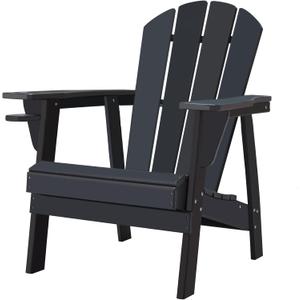 Adirondack Chairs, HDPE All-Weather Adirondack Chair, Fire Pit Chairs (Classic, Black)