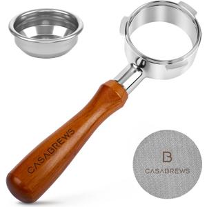 Casabrews 58mm Bottomless Portafilter with 3 Ears, Professional Espresso Portafilter with Filter Basket and Puck Screen, Compatible with CASABREWS Ultra, 5700 Series, 4700Gense and Neutron Pro