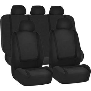 BELOMI Car Seat Covers Full Set, Breathable Premium Cloth Automotive Seat Cover, Universal Front and Rear Seat Covers, Easy to Install Car Accessories for Most Cars Trucks SUV (Black)