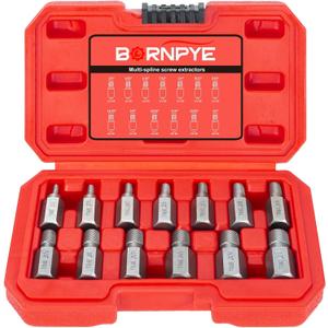 13 PCS Screw Extractor Set, Hex Head Multi-Spline Easy Out Bolt Extractor Kit Stripped Allen Screw Removal Tool Chrome Molybdenum Alloy Steel Remover Tool for Broken Rounded Rusted Bolts Screws Nuts