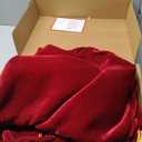 60-Inch Velvet Christmas Tree Skirt with Gold Reindeer and Santa’s Sleigh Embroidery, Lace Tie Closures, Wine