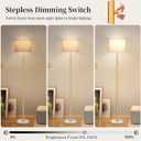 Gold Marble Floor Lamp, Dimmable 63.7" Tall Pole Standing Lamp with White Linen Shade, Modern Floor Lamp for Living Room Bedroom Office, Stepless Dimming, LED Bulb Included