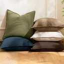 Woaboy 20x20 Inch Set of 2 Decorative Linen Solid Throw Pillow Covers Boho Accent Farmhouse Pillowcases Modern Netural Spring Home Decor for Couch Sofa Living Room Bed,Olive Green