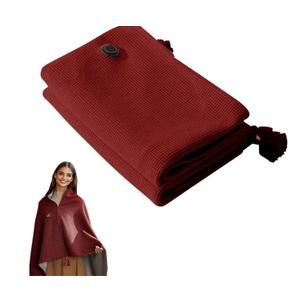 Portable Heated Blanket Shawl Wrap for Women, USB Electric Heating Blanket 60×31 Inch, Rapid Warm Wearable Electric Shawl, Machine Washable Heated Wrap for Neck & Shoulder (Red)