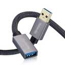 USB 3.0 Extension Cable 1ft/0.3m,Nanxudyj USB Extender Cable Type A Male to Female 5Gbps Data Transfer Cord for PlayStation,Oculus VR,USB Flash Drive,Card Reader,Hard Drive,Keyboard,Printer