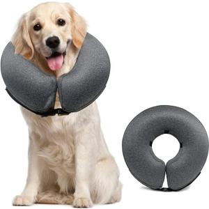 MIDOG Inflatable Dog Neck Donut Collar Alternative After Surgery, Soft Protective Recovery Cone for Small Medium Large Dogs and Cats Puppies - Alternative E Collar (Gray, L)