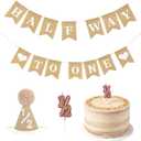 Half Way To One Banner Decorations for 6 Months Birthday Set Bunting Hat 1/2 Number Baby Boy Girl First Half Year Party Supplies