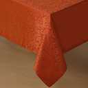 Romanstile Burnt Orange Fall Jacquard Tablecloth Rectangle - Waterproof Damask Curly Floral Decorative Autumn Table Cloth, Heavy Weight Fabric Table Cover for Dining/Party/Holiday - Rust, 60 x 84 Inch