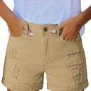 HUUSA Women's Ripped Denim Shorts High Waist Distressed Jean Shorts Casual Rolled Hem Frayed Short Jeans with Pockets (XL)