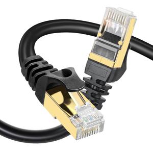2 x Ekablembhq Cat 8 Ethernet Cable Compatible with Cat7, 10 FT 40Gbps 2000Mhz S/FTP Shielded, Heavy Duty LAN Cord with Gold Plated RJ45 Connector for Gaming/Modem/Router