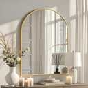 Arched Wall-Mounted Mirror, 20"x30" Arch Bathroom Mirror, Gold Vanity Mirror for Wall Dcor, Wall Mirror with Metal Frame for Bedroom, Entryway, Living Room, Brushed Gold