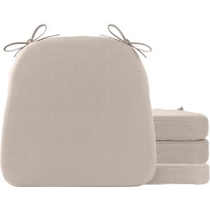 Battilo Chair Cushions for Dining Chairs with Ties, Kitchen Chair Pad with Non-Slip Backing and Removable Cover, Indoor/Outdoor Dining Seat Cushion, 16"x16"x2", Set of 4, Beige