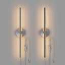 ZAGO Plug in or Hardwired Linear Wall Sconce: 24 Inch LED Indoor Modern Linear Wall Lights Set of Two with On/Off Switch, 5CCT Switchable, Brushed Nickel, Dimmable for Living Room, Bedroom, Hallway