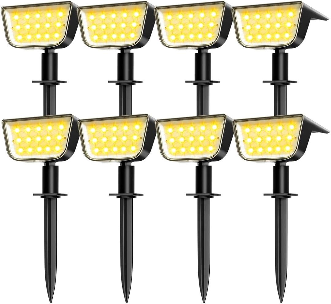 Solar Spot Lights Outdoor, Ultra Bright Solar Garden Lights Warm White, IP68 Waterproof Landscape Spotlights, 800LM 2700K for Yard Garden Wall Driveway, 8 Pack