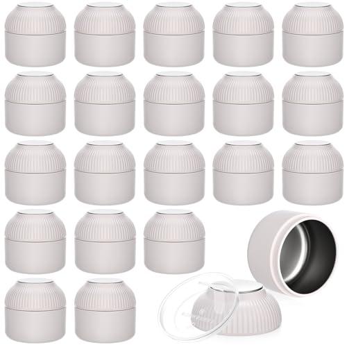 Ferrochef 20 Pcs Mini Tea Tin Canister with Airtight Double Lids 2.5 oz Bulk Small Round Metal Tinplate Tea Tin Can Tiny Kitchen Containers for Loose Teas Spices Coffee Herb Sugar Candy (White)