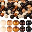 WILLBOND 130 Pieces Macrame Wooden Beads Loose Beads with Hole for Macrame Making Kits Supplies Jewelry Bracelet Making Hair DIY Craft Handmade Decor(Black; Brown; Beige,Stylish)