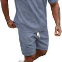RoseSeek Men's Casual Outfits Short Sleeve Crew Neck Summer T Shirts and Drawstring Shorts Tracksuits Set Size L