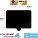 GE Ultra-Thin Amplified TV Antenna, 4K Ready 1080P Digital HDTV UHF VHF, Long Range Indoor TV Antenna, Amplifier with LTE Filter, Reversible Black/White Finish, 48862