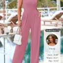 PRETTYGARDEN Summer Sleeveless Jumpsuits for Women Dressy Square Neck Wide Leg Pants Knit One Piece Rompers Fashion Clothing (Pink, XXL)