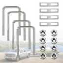 2" W x 4.33 L Stainless Steel Square Bend U Bolts with Nuts and Frame Plate for Automobiles Trailer, Ski Boat, or Sailboat Trailer Square U-Bolt M10 x 50mm x 120mm