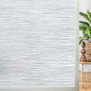 Homein Window Privacy Film, Frosted Glass Window Film Decorative, Non Adhesive Glass Clings, Static Cling Door Coverings, UV Blocking Privacy Sticker for Home, Pure Wave, 17.5 x 118.1 inches