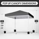 Shades 10x10 Pop Up Canopy, Heavy Duty Beach Tent with Carrying Bag for Easy Moving, Sun Shelter for Parties, Events, Camping, Outdoor Gazebo with 420D PU Coated Waterproof Grey Fabric, 10'x10' FBA