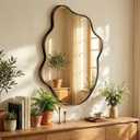 Black Mirror Irregular Wall Mirror, Asymmetrical Mirror, Irregular Bathroom Mirror, Decorative Wall Mirror, Wavy Abstract Mirror for Bedroom, Bathroom & Hallway (24"x36", 1 Pack)