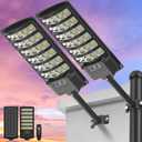 Solar Street Lights Outdoor Waterproof,50000LM 320 Angle Solar Light,5730LED Parking Light with Motion Sensor and Remote Control for Outdoor, Streets, Courtyards,Parking Garages,-2Pack