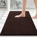 Smiry Luxury Chenille Bathroom Rugs 30x20, Extra Soft and Absorbent Shaggy Bath Mat, Machine Washable, Non-Slip Plush Carpet Runner for Tub, Shower, and Floor, Home Decor Accessories, Brown