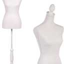 FDW Manikin 60”-67”Height Adjustable Female Dress Model Display Torso Body Tripod Stand Clothing Forms（Beige）