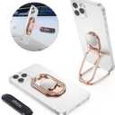 Phone Ring Holder Grip-with Car Magnetic Phone Mount Metal Phone Ring Finger Kickstand Cell Phone Grip Compatible with iPhone iPad Smartphones Tablets (Rose Gold)