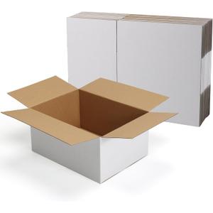 CRUGLA 12x9x6 Shipping Boxes 15 Pack, White Corrugated Cardboard Boxes with Side-Lock and Pre-Applied Double-Sided Tape, Easy Assemble Packing Mailer Boxes for Small Business Shipping