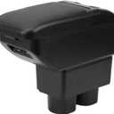 Compatible with Nissan Versa Armrest 2007-2011 Car Center Console Organizer Armrests Double Layer Storage with USB PortsBlack Style (Black)