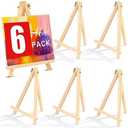 AROIC 9 inch Easel for Painting, 6 Pack Wooden Easel Stand for Sign, Tabletop Easels for Painting Canvases, Small Art Easel Canvas Stand Photo Display Tripod Holder for Kids Adults