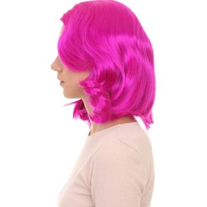 Halloween Party Online 50's Housewife Shorty Curly Side Part Costume Wig, Multiple Color Options