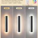 EDISHINE Upgraded 2 Pack 23.6" LED Outdoor Wall Light, Linear Modern Outdoor Sconce Lights, Adjustable Brightness & Color Temperature, IP65 Waterproof, Long Exterior Lighting Fixtures for Garage