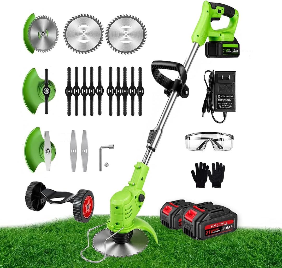 Weed Wacker Cordless 3-in-1 Grass Trimmer with Wheels Electric Weed Eater, 35 to 47 inches