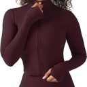 YITTY Active Women's Ultraluxe Full Zip Jacket, Athleisure, 4-Way-Stretch, Thumbholes (Medium, Burgundy)
