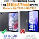 SEYMAC stock Case for Samsung Galaxy Tab A7 Lite 8.7'' with Screen Protector Pencil Holder [360 Rotating Hand Strap] &Stand, Drop-Proof Case for Samsung A7 Lite 2021 SM-T220/T225/T227, Green/Black