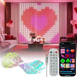 ZEYEGOY Smart Curtain Lights, Color Changing LED Curtain Lights 6.6x6.6FT 400LEDs, Dynamic DIY RGB IC String Lights with Remote & App Control for Bedroom Living Room Holiday Indoor Backdrop Decor