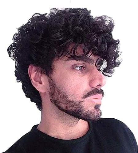 Amazon.com: Baruisi Short Curly Mens Black Wig Fluffy Synthetic Cosplay Halloween Hair Wig for Men : Clothing, Shoes & Jewelry
