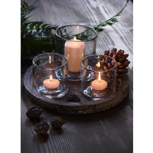 ARIAMOTION Glass Candle Holder Set 3 Clear Seeded Bubbles Modern Farmhouse Centerpieces Coffee Table Rustic Hurricane Cylinders Pillar Votive Tealight