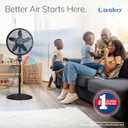 Lasko Oscillating Cyclone Pedestal Fan, Adjustable Height, Timer, Remote Control, 3 Speeds, for Bedroom, Living Room, Home Office, 18", Black, 1843