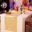 Champagne Gold Sequin Disco Table Runner 12 x 108 Inches Mirror Glitter for Wedding Birthday Bachelorette Valentine's Day 70s 80s Theme Party Decorations